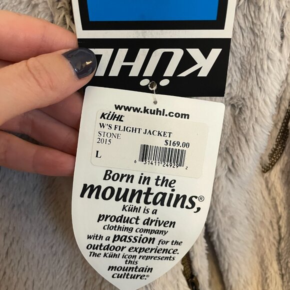 NEW KUHL Women's Flight Jacket Fleece Zip Up Pockets Hooded Stone Size Large - Picture 5 of 15